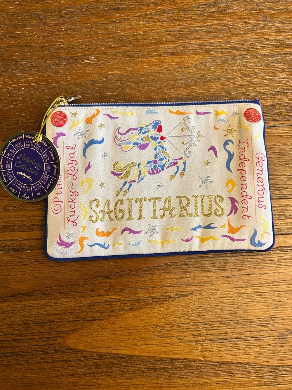 NWT Catstudio Sagittarius Zodiac Canvas Zip Pouch